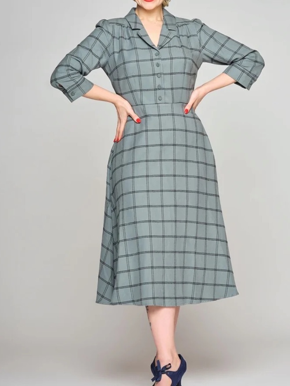 NWT 3X/UK20 Alexandrea Seafoam Check dress